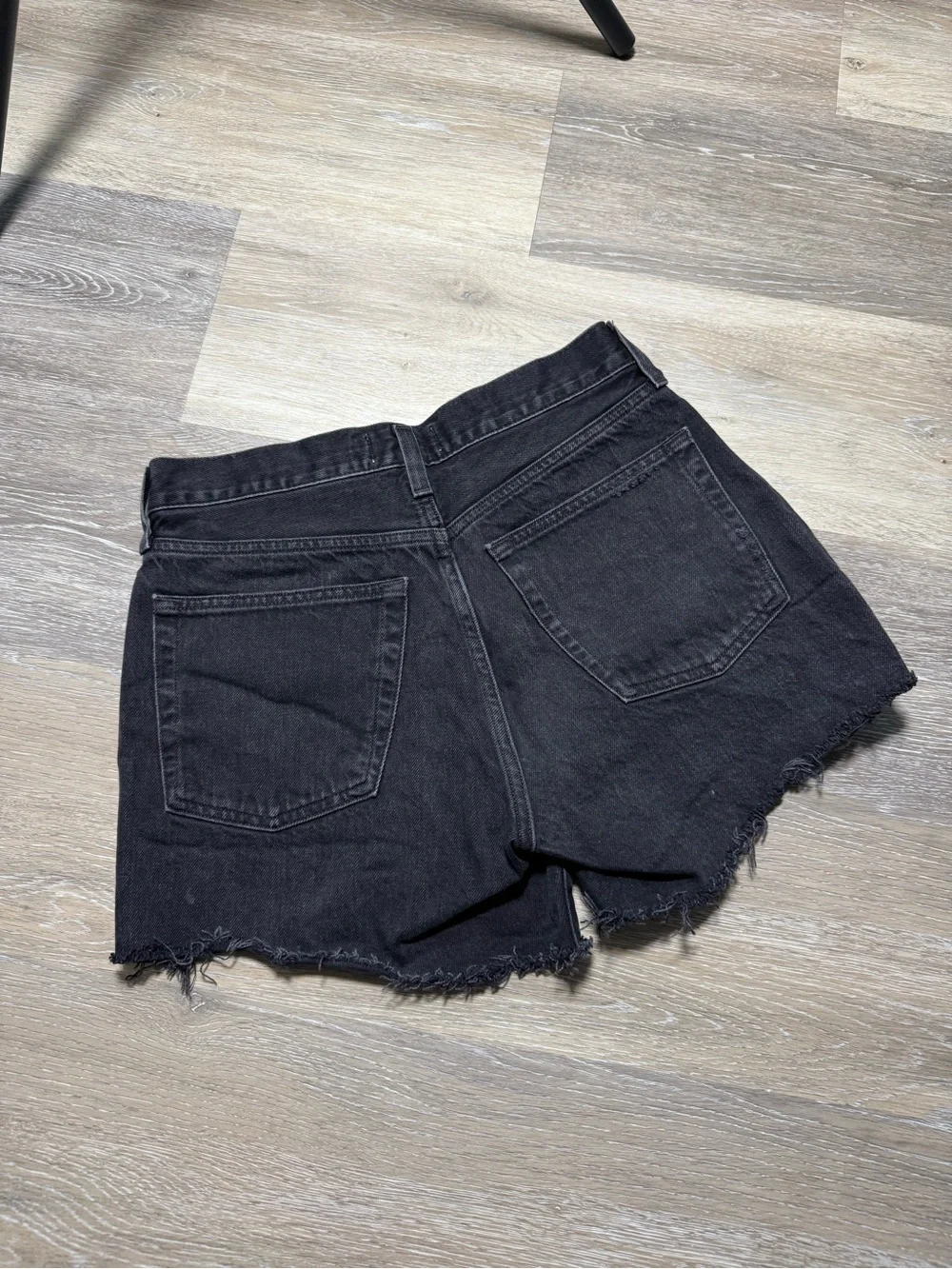 Agolde Black High-Rise Raw Hem Denim Shorts